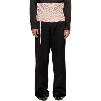 Dries Van Noten Dries Van Noten Black Contrast Waist Jacquard Trousers