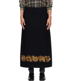 Dries Van Noten Dries Van Noten Black Embroidered Wool Maxi Skirt