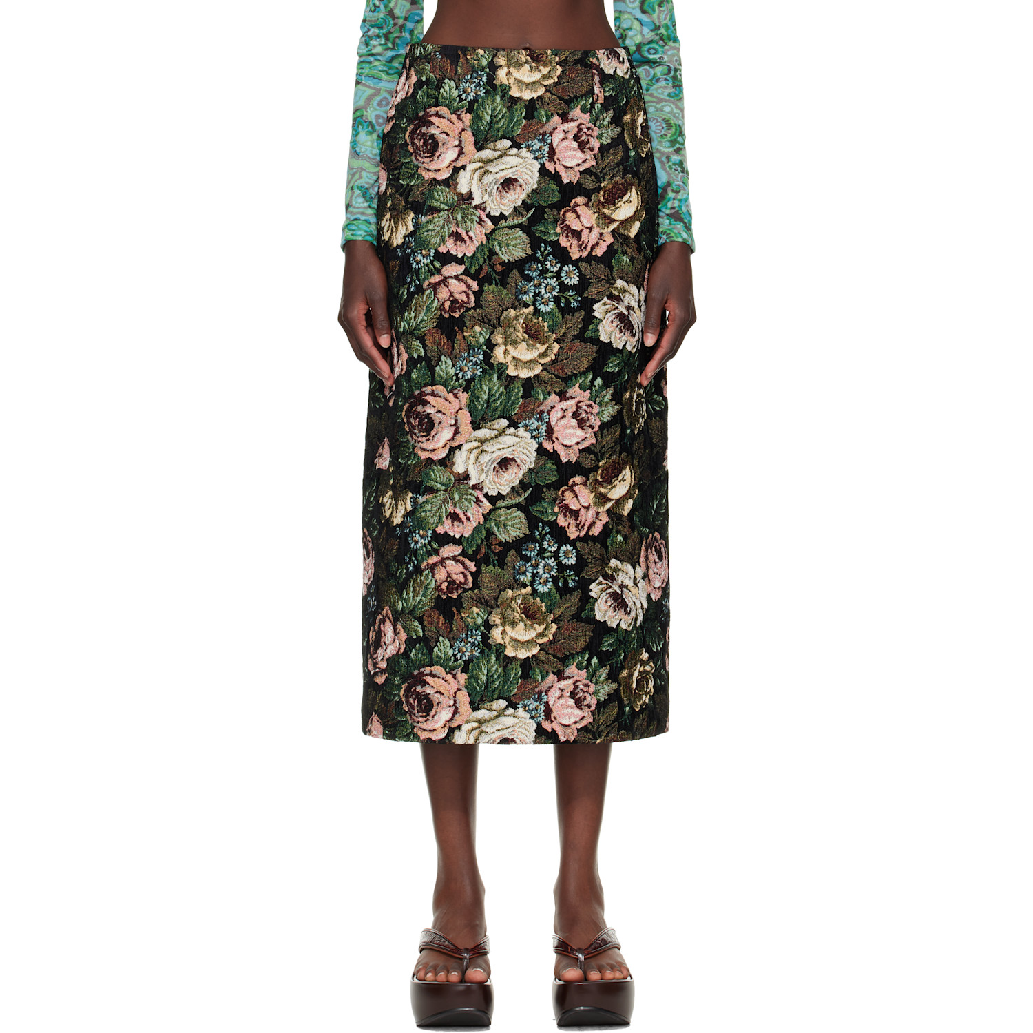Dries Van Noten - Black Floral Maxi Skirt