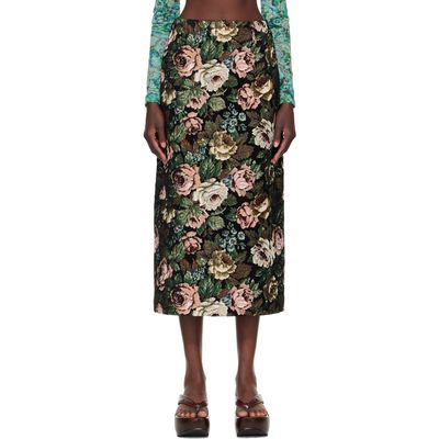 Dries Van Noten Dries Van Noten Black Floral Maxi Skirt