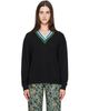 Dries Van Noten Dries Van Noten Black Layered V-Neck Sweater - 1