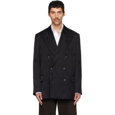 Dries Van Noten Dries Van Noten Black Oversized Jacquard Blazer