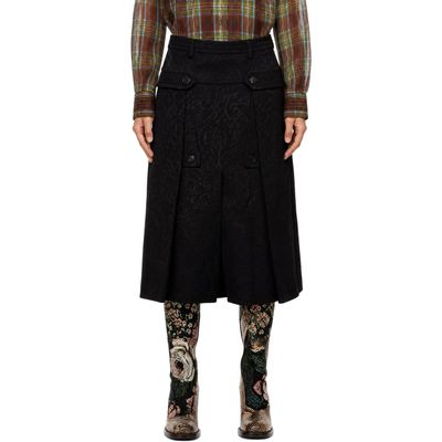 Dries Van Noten Dries Van Noten Black Paisley Jacquard Midi Skirt