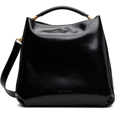 Dries Van Noten Dries Van Noten Black Polished Leather Messenger Bag