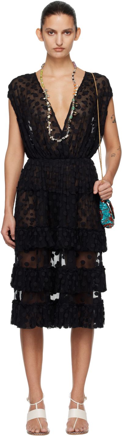 knee length dresses for ladies Dries Van Noten Daffino Dress in Navy  Hampden Clothing