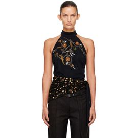 Dries Van Noten Dries Van Noten Black Sequinned Wrap Halter Blouse
