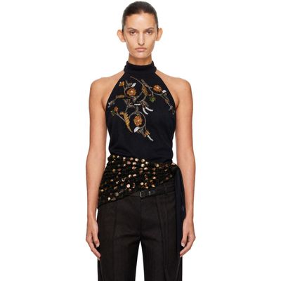 Dries Van Noten Dries Van Noten Black Sequinned Wrap Halter Blouse