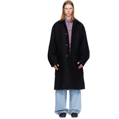 Dries Van Noten Dries Van Noten Black Single-Breasted Wool Coat
