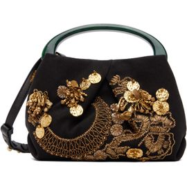 Dries Van Noten Dries Van Noten Black Small Embroidered Fold Bag