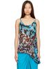 Dries Van Noten Dries Van Noten Blue & Brown Viscose Slip Top - 1