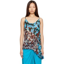 Dries Van Noten Dries Van Noten Blue & Brown Viscose Slip Top