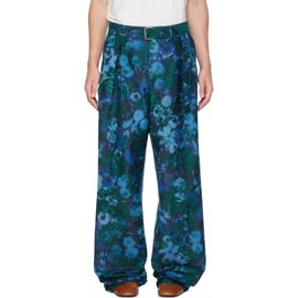 Dries Van Noten Dries Van Noten Blue Belted Jacquard Trousers