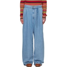 Dries Van Noten Dries Van Noten Blue Belted Pleat Jeans