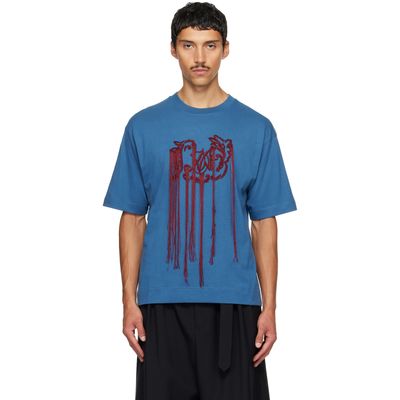 Dries Van Noten Dries Van Noten Blue Embroidered T-shirt