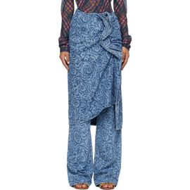 Dries Van Noten Dries Van Noten Blue Floral Denim Midi Skirt