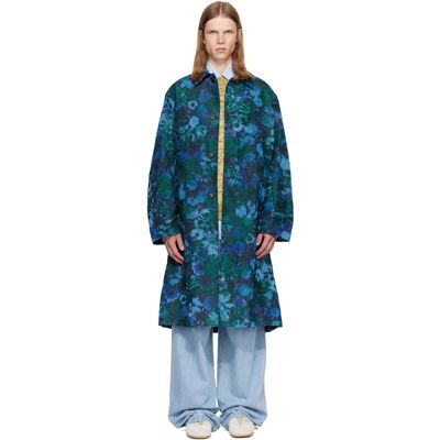 Dries Van Noten Dries Van Noten Blue Floral Jacquard Coat