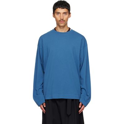 Dries Van Noten Dries Van Noten Blue Long Sleeve Cotton T-shirt