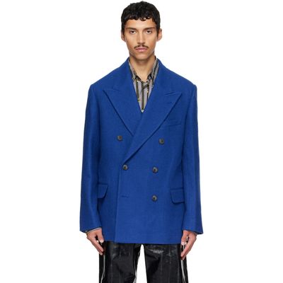 Dries Van Noten Dries Van Noten Blue Oversized Wool Blazer
