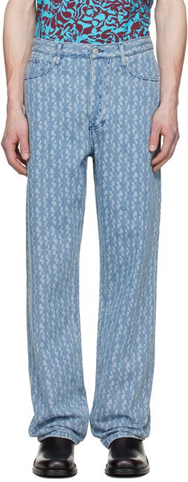 Dries Van Noten Dries Van Noten Blue Printed-Graphic Jeans