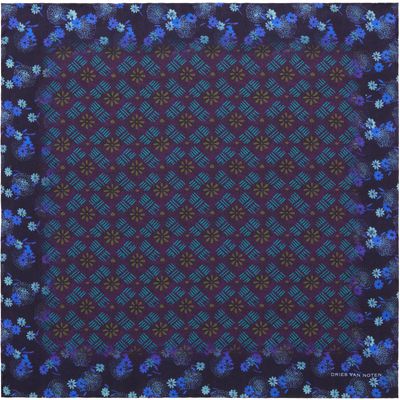 Dries Van Noten Dries Van Noten Blue Printed Silk Scarf