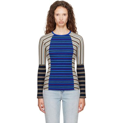 Dries Van Noten Dries Van Noten Blue Ribbed Cotton Top