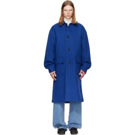 Dries Van Noten Dries Van Noten Blue Single-Breasted Wool Coat