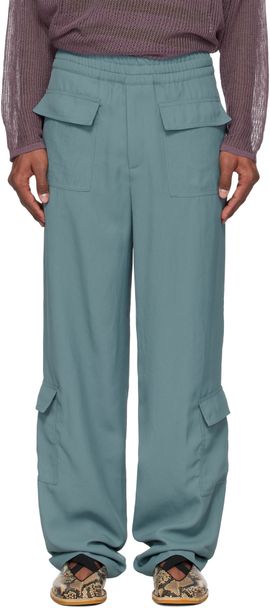 Dries Van Noten Dries Van Noten Blue Twill Cargo Pants
