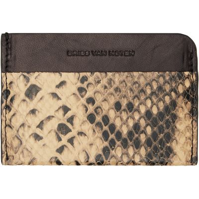Dries Van Noten Dries Van Noten Brown & Beige Calfskin Card Holder