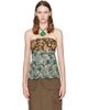 Dries Van Noten Dries Van Noten Brown & Blue Floral Bustier Top - 1