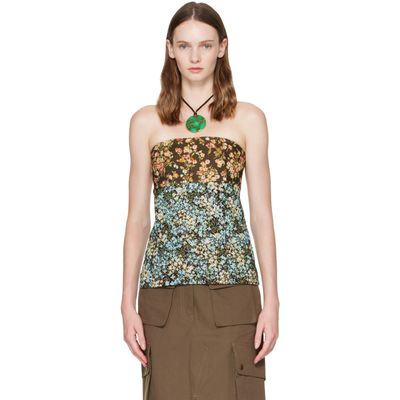 Dries Van Noten Dries Van Noten Brown & Blue Floral Bustier Top
