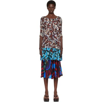 Dries Van Noten Dries Van Noten Brown & Blue Peplum Top
