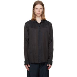Dries Van Noten Dries Van Noten Brown & Navy Striped Pintuck Shirt