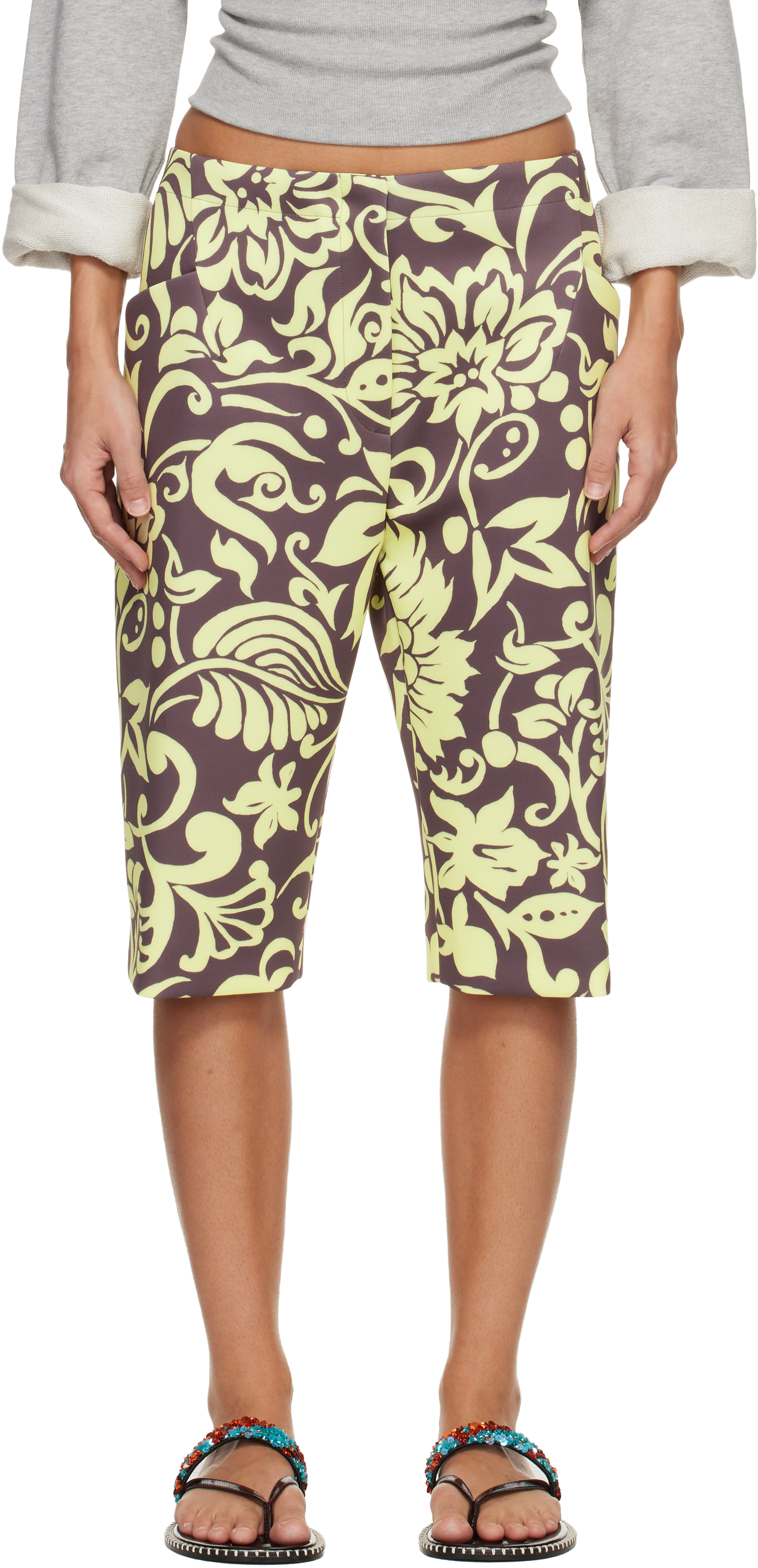 Dries Van Noten - Brown & Yellow Patterned Shorts