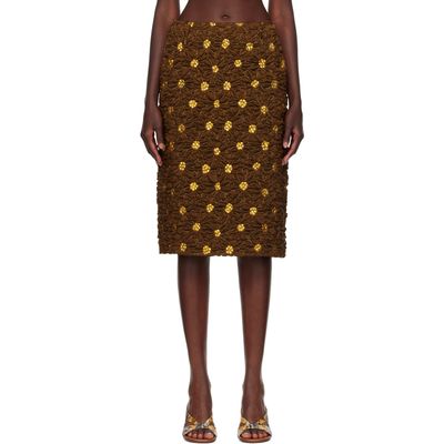 Dries Van Noten Dries Van Noten Brown Cloqué Midi Skirt