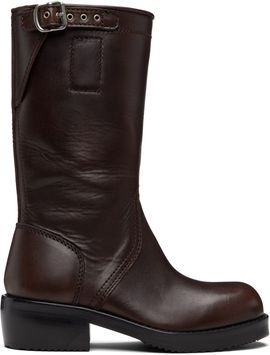 Dries Van Noten Dries Van Noten Brown Leather Biker Boots