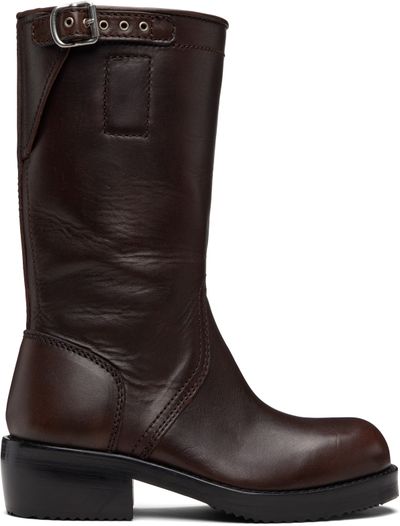 Dries Van Noten Dries Van Noten Brown Leather Biker Boots