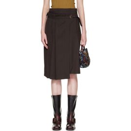 Dries Van Noten Dries Van Noten Brown Pleated Viscose Midi Skirt