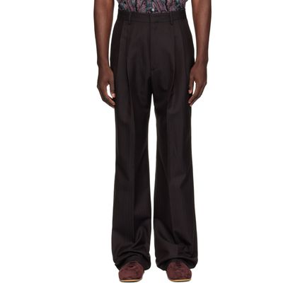 Dries Van Noten Dries Van Noten Brown Straight-Leg Wool Trousers