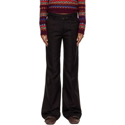 Dries Van Noten Dries Van Noten Brown Wool Herringbone Trousers