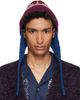 Dries Van Noten Dries Van Noten Burgundy & Blue Jacquard Wool Beanie - 1