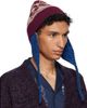 Dries Van Noten Dries Van Noten Burgundy & Blue Jacquard Wool Beanie - 2