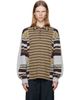 Dries Van Noten Dries Van Noten Burgundy & Gray Striped Cotton Polo - 1