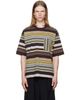 Dries Van Noten Dries Van Noten Burgundy & Gray Striped T-shirt - 1