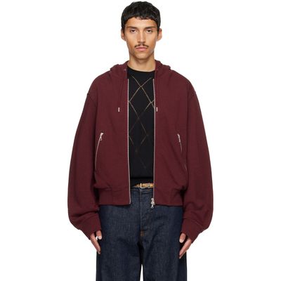 Dries Van Noten Dries Van Noten Burgundy Cotton Hoodie