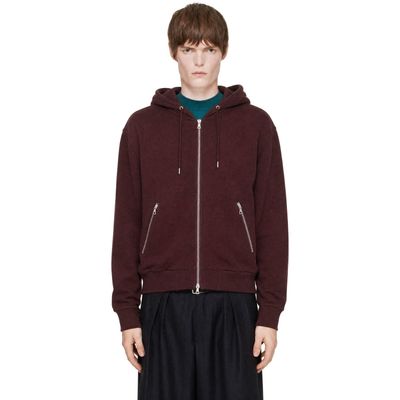 Dries Van Noten Dries Van Noten Burgundy Cotton Zip Hoodie