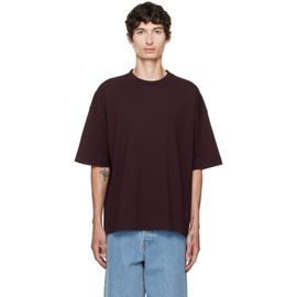 Dries Van Noten Dries Van Noten Burgundy Dropped Shoulder T-shirt