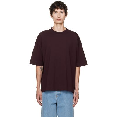 Dries Van Noten Dries Van Noten Burgundy Dropped Shoulder T-shirt