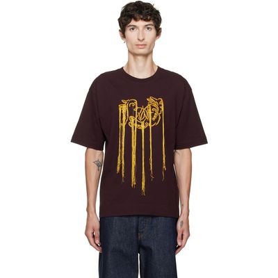 Dries Van Noten Dries Van Noten Burgundy Fringed T-shirt