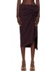 Dries Van Noten Dries Van Noten Burgundy Gathered Midi Skirt - 1