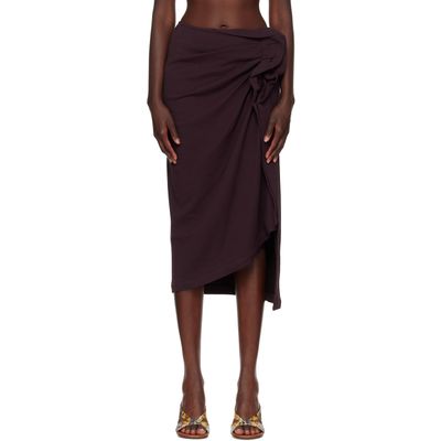 Dries Van Noten Dries Van Noten Burgundy Gathered Midi Skirt